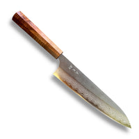 Custom Yoshimi Kato VG-10 Nishiiji Damascus Gyuto 210mm - Hawaiian Koa