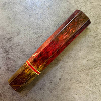 Custom Japanese Knife handle (wa handle) for 165-210mm : Karelian Birch and vintage Bakelite poker chip