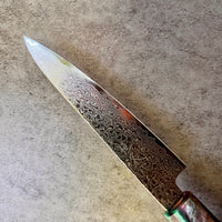Custom Tsunehisa ZA-18 Damascus Petty 135mm - Abalone Acrylester