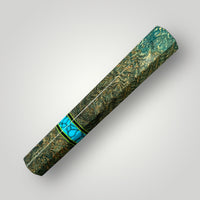 Custom Japanese Knife handle (wa handle) for 165-210 mm: Dyed Black Ash Burl and Turquoise