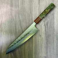Custom Tsunehisa Ginsan 3 Nashiji Gyuto 210mm - Dyed Mango and Brazilian ebony