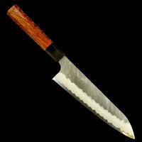 Custom Nigara Hamono Aogami Super Migaki Tsuchime Gyuto 210 mm - Snakewood (subtle figure) and horn