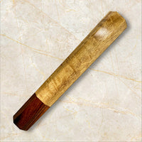 Custom Japanese Knife handle (wa handle) for 165-210 mm: Curly blonde mahogany and desert ironwood