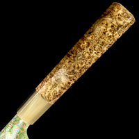 Custom Nigara Hamono Rainbow Damascus B2 Sujihiki 255mm - Two tone amboyna burl and horn