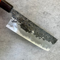 Custom Manaka Kisuke Iron Clad Aogami 1 Nakiri 175 mm - Desert Ironwood and horn