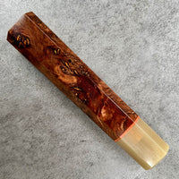 Custom Japanese Knife handle (wa handle) for 240 mm - Chechen burl and blonde with golden labradorite inlay