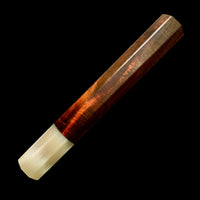 Custom Japanese Knife handle (wa handle) for 240mm - Beautiful red and black curly Siamese rosewood and blonde horn