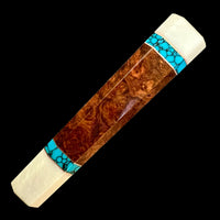 Custom Japanese Knife handle (wa handle) for 240mm - Amboyna burl and turquoise