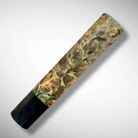 Custom Japanese Knife handle (wa handle) for 165-210 mm: Double dyed maple burl and buffalo horn