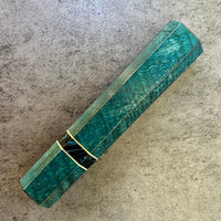 Custom Japanese Knife handle (wa handle) for 165-210mm : Sea green dyed curly mango