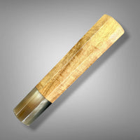 Custom Japanese Knife handle (wa handle) for 165-210 mm: Curly blonde mahogany and striped horn