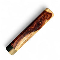 Japanese Knife handle (wa handle) for 240-260 mm : Two Tone Cocobolo burl and marbled horn