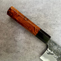 Custom Manaka Kisuke Iron Clad Aogami 1 Nakiri 175 mm - Desert Ironwood and horn