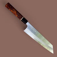 Custom Sugi Tadokoro x Tanaka Aogami Super Tall Kiritsuke Gyuto 240 Hon Kasumi Finish - Desert Ironwood Burl