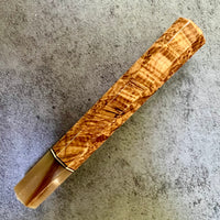 Custom Japanese Knife handle (wa handle) for 240mm - Black ash burl and blonde horn