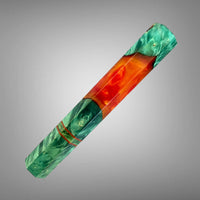 Custom Japanese Knife handle (wa handle) for 165-210 : Box elder burl hybrid - green dye, orange gold swirl