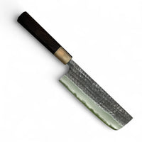 Custom Anryu Hamono AS hammered Nakiri - African Blackwood and marbled horn