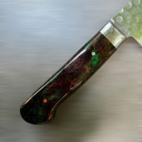 Custom Tsunehisa VG10 Damascus Hammered Western Gyuto 240 - Double dyed big leaf maple burl
