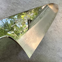 Custom Tadokoro Nakagawa Aogami B1 Damascus Gyuto 240 mm Mirror Finish - Thuya burl and marbled horn