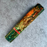 Custom Japanese Knife handle (wa handle) for 165-210mm - Double dyed Karelian birch with vintage Bakelite poker chip and copper