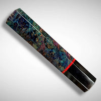 Japanese Knife handle (wa handle) for 165-225 mm : Double dyed maple burl, vintage poker chip and buffalo horn