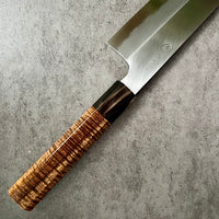 Custom Tadokoro x Tanaka Aogami Super Minesori Kiritsuke 210mm : Hon Kasumi Finish - Hawaiian Koa and marbled black horn