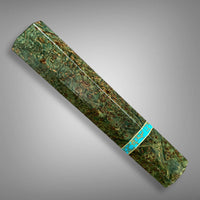 Japanese Knife handle (wa handle) for 240-260 mm : Black ash burl and turquoise