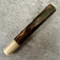 Custom Japanese Knife handle (wa handle) for 240 mm : Figured African Blackwood and marbled horn