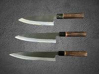 Mutsumi Hinoura Ironclad Kurouchi W2 Gyuto - burnt chestnut