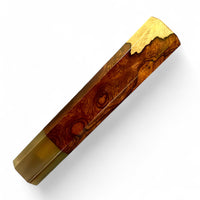 Japanese Knife handle (wa handle) for 240-260 mm : 2 tone Desert Ironwood burl and marbled horn