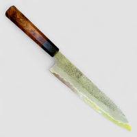 Custom Hatsukokoro Nigara Ryusui B2 Damascus Tsuchime Gyuto 240 mm - Honduran Rosewood Burl