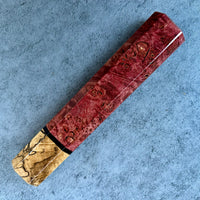Custom Japanese Knife handle (wa handle) for 240mm - Red dyed Maple Burl and spalted Hackberry