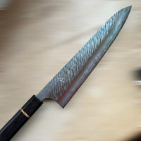 Custom Yu Kurosaki Fujin SG2 Hammered Gyuto 270mm - African Blackwood and spaghetti oak