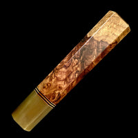 Custom Japanese Knife handle (wa handle) for 240mm - Two tone Honduran rosewood burl with marbled horn