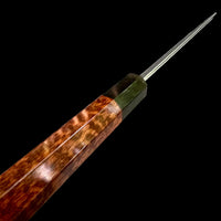 Custom Nigara Hamono Aogami Super Migaki Tsuchime Gyuto 210 mm - Snakewood (subtle figure) and horn