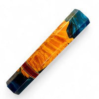 Japanese Knife handle (wa handle) for 240-260 mm : Orange dyed box elder burl and blue hybrid