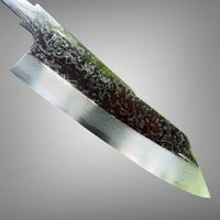 Tadokoro MUSUBI Ginsan Damascus Kiritsuke Santoku 180 mm Mirror Finish - Blade Only