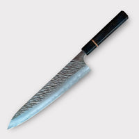 Custom Yu Kurosaki Fujin SG2 Hammered Gyuto 270mm - African Blackwood and spaghetti oak