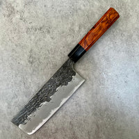 Custom Manaka Kisuke Iron Clad Aogami 1 Nakiri 175 mm - Desert Ironwood and horn