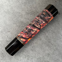 Custom Japanese Knife handle (wa handle) for 165- 210 mm knife : Box elder burl (Ukrainian dyed) and horn