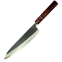 Custom Yamamoto Asai Aogami Super Kurouchi Tsuchime Ironclad 240 Gyuto - Dark Ironwood burl and vintage poker chip