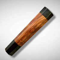 Custom Japanese Knife handle (wa handle) for 165-210 mm: Figured Siamese rosewood and buffalo horn with end cap