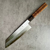 Custom Tadokoro x Tanaka Aogami Super Minesori Kiritsuke 210mm : Hon Kasumi Finish - Hawaiian Koa and marbled black horn