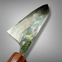 Custom Takeshi Saji Rainbow Ao 2 Damascus Santoku 180mm - Red Coolibah burl