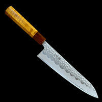 Custom Tsunehisa AS Hammered Gyuto 210mm - Curly Itauba