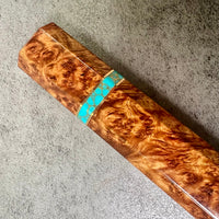 Custom Japanese Knife handle (wa handle) for 240-260 mm : Two tone Amboyna Burl and Turquoise
