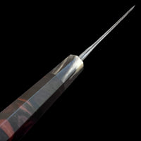 Custom Nigara Hamono Ginsan 3 Kurozome Kiritsuke Gyuto 240 - Cross-cut Mun Ebony and beautiful marbled horn