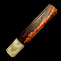 Custom Japanese Knife handle (wa handle) for 240mm - Beautiful red and black curly Siamese rosewood and blonde horn