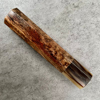 Custom Japanese Knife handle (wa handle) for 165-210mm - Spalted oak burl and marbled horn