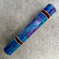 Custom Japanese Knife handle (wa handle) for 210 mm knife : Blue and purple dyed maple burl
